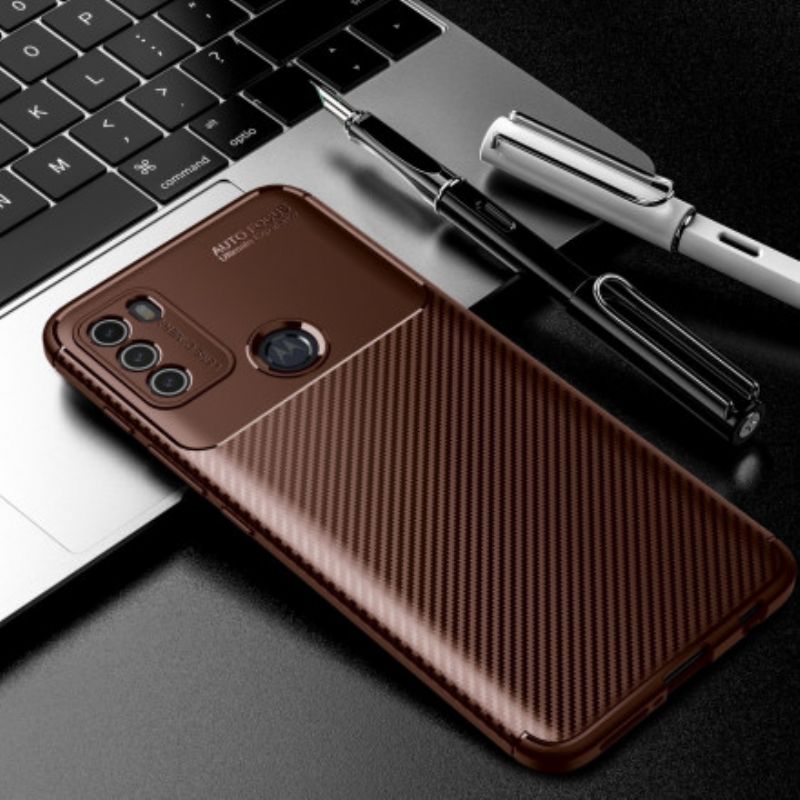Hoesje Moto G50 Flexibele Koolstofvezeltextuur Bescherming Hoesje