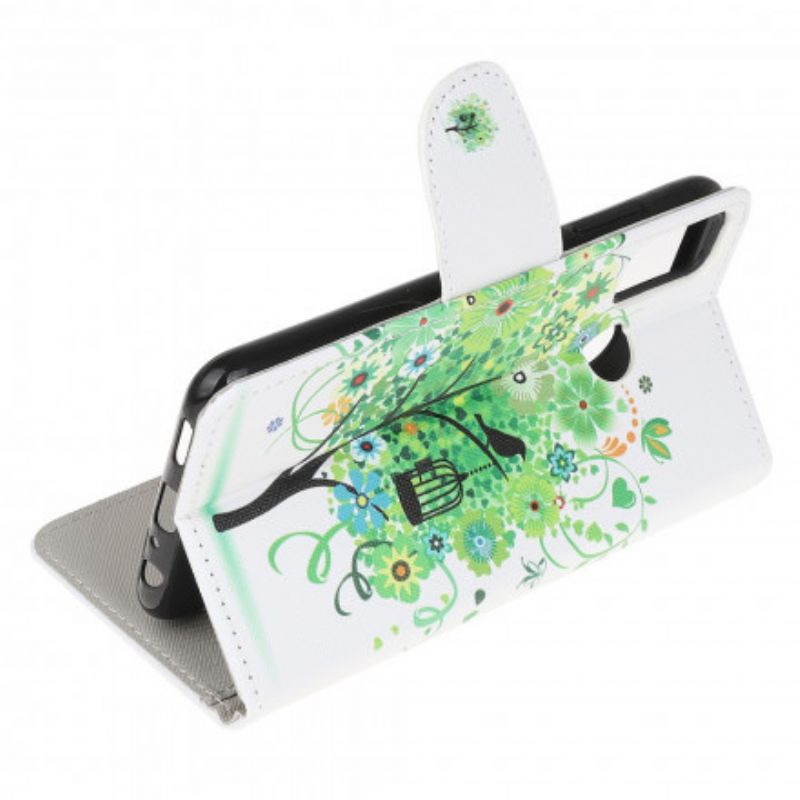 Leren Hoesje Moto G50 Bloeiende Boom