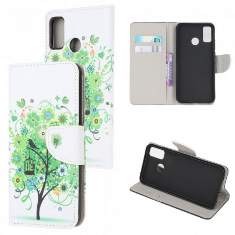 Leren Hoesje Moto G50 Bloeiende Boom