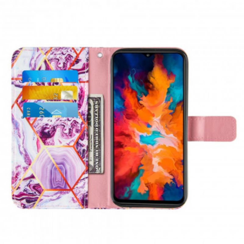 Leren Hoesje Moto G50 Gestreept Geometrisch Marmer Bescherming Hoesje