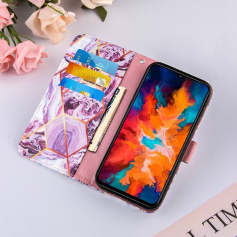 Leren Hoesje Moto G50 Gestreept Geometrisch Marmer Bescherming Hoesje