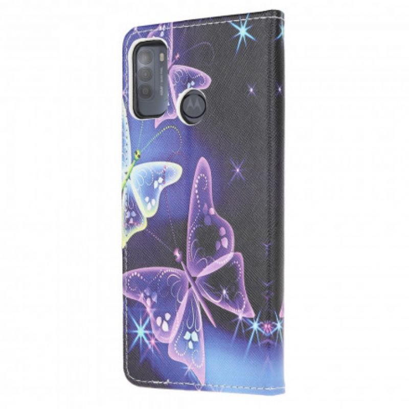 Leren Hoesje Moto G50 Vlinders