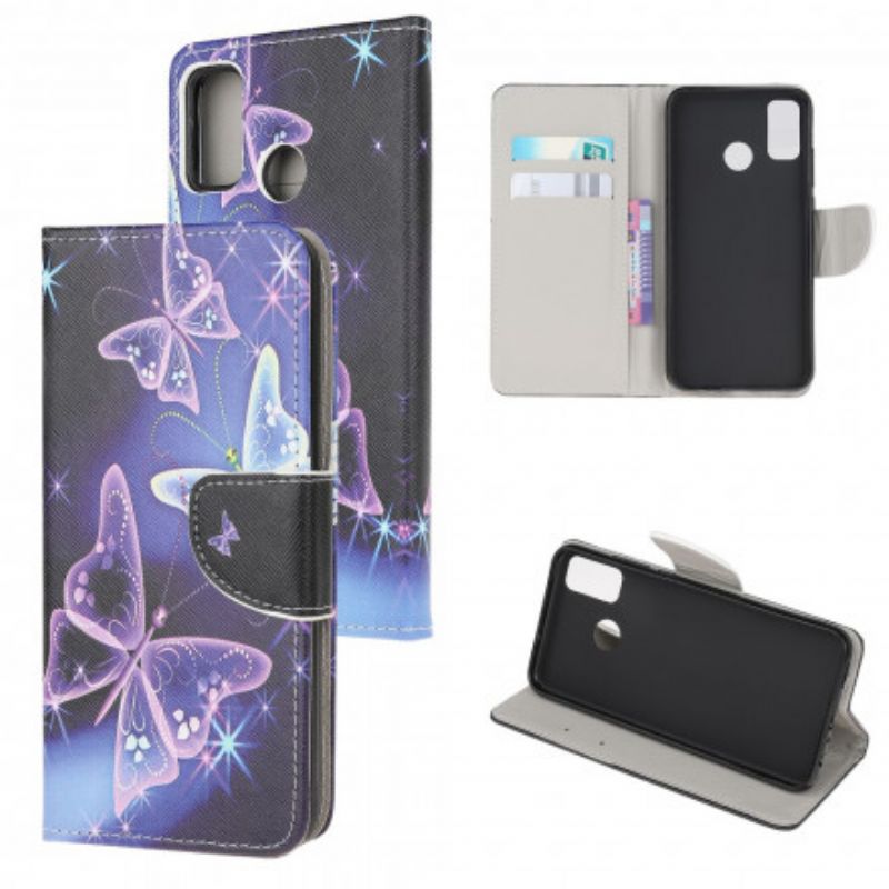 Leren Hoesje Moto G50 Vlinders