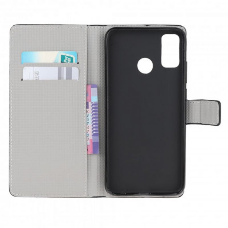 Leren Hoesje Voor Moto G50 Blauwe Vlinder