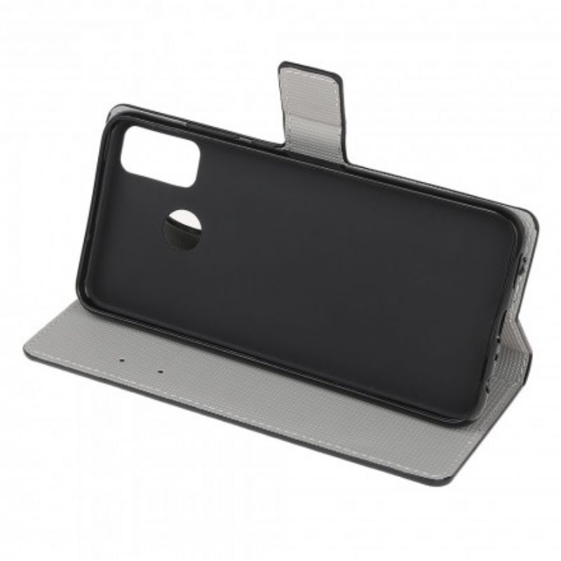 Leren Hoesje Voor Moto G50 Blauwe Vlinder