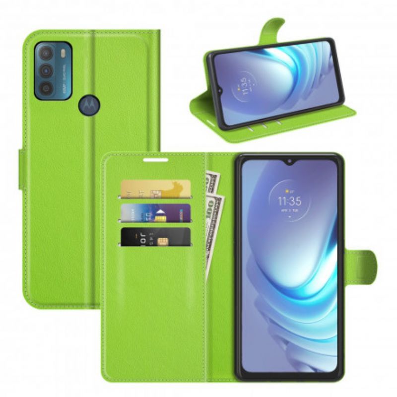 Leren Hoesje Voor Moto G50 Klassiek Litchi-effect