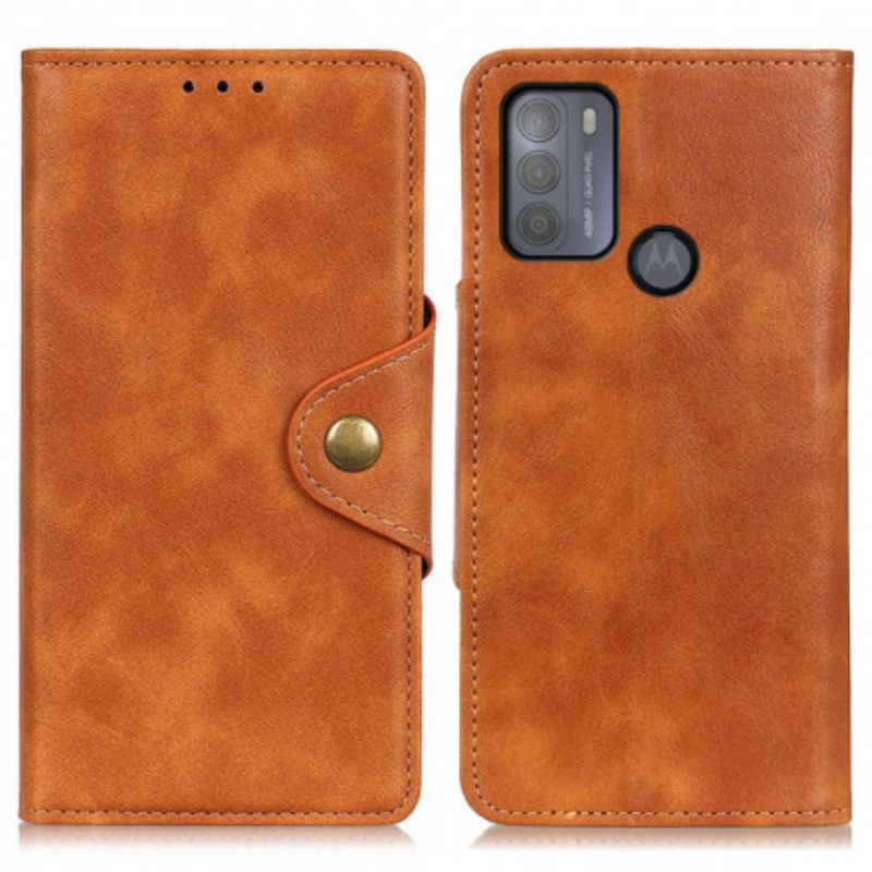 Leren Hoesje Voor Moto G50 Kunstleer Decoratieve Knoop