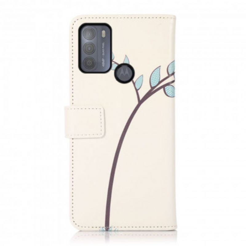 Leren Hoesje Voor Moto G50 Paar Uilen In De Boom