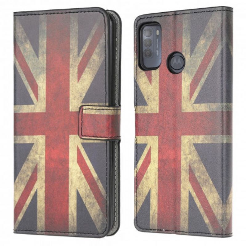 Leren Hoesje Voor Moto G50 Vlag Van Engeland