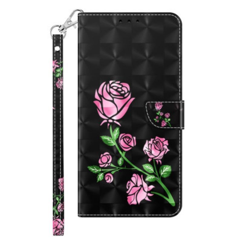 Leren Hoesje voor iPhone 14 Met Ketting Riem Rozen