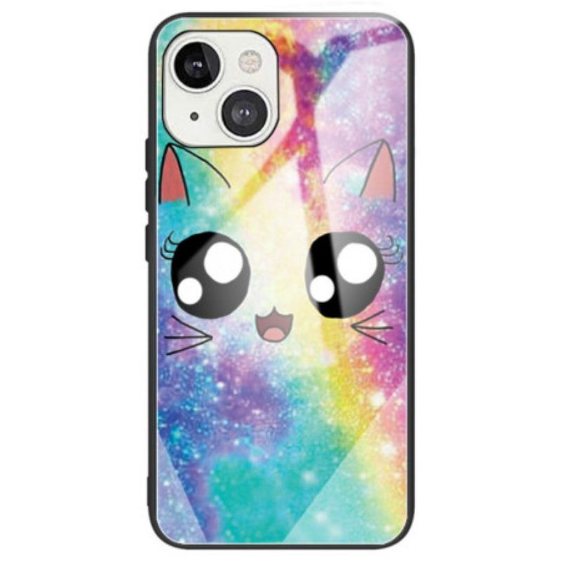 Telefoonhoesje voor iPhone 14 Deco Kat Gehard Glas