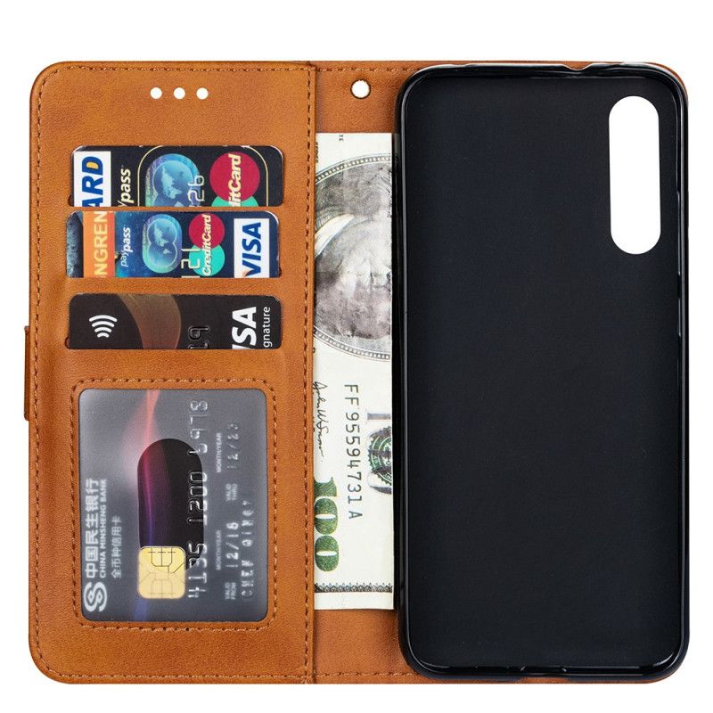 Cover Folio-hoesje Xiaomi Mi 9 SE Grijs Zwart Telefoonhoesje Portemonnee Met Leereffect