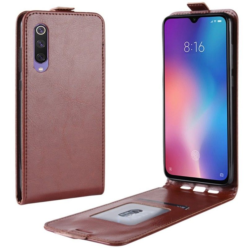 Flip Case Leren Xiaomi Mi 9 SE Wit Zwart Retro Vouwen