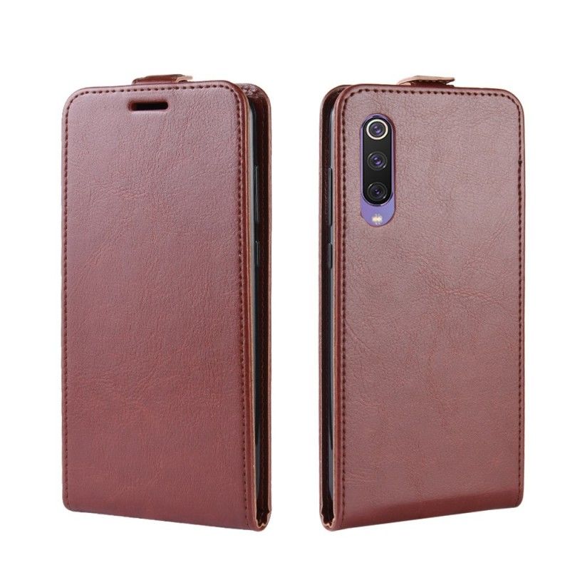 Flip Case Leren Xiaomi Mi 9 SE Wit Zwart Retro Vouwen