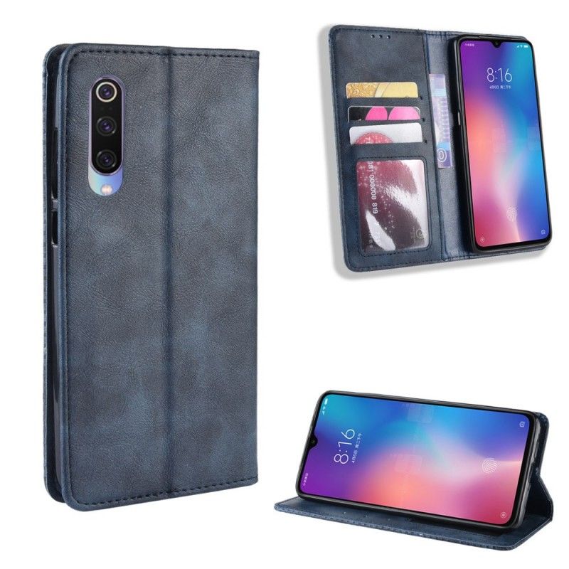 Folio-hoesje Xiaomi Mi 9 SE Donkerblauw Zwart Telefoonhoesje Mat Leereffect