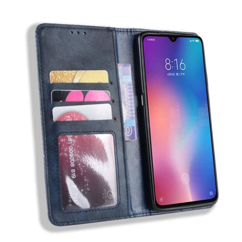 Folio-hoesje Xiaomi Mi 9 SE Donkerblauw Zwart Telefoonhoesje Mat Leereffect