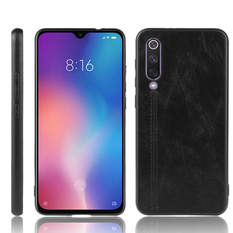 Hoesje voor Xiaomi Mi 9 SE Rood Zwart Gestikt Leereffect