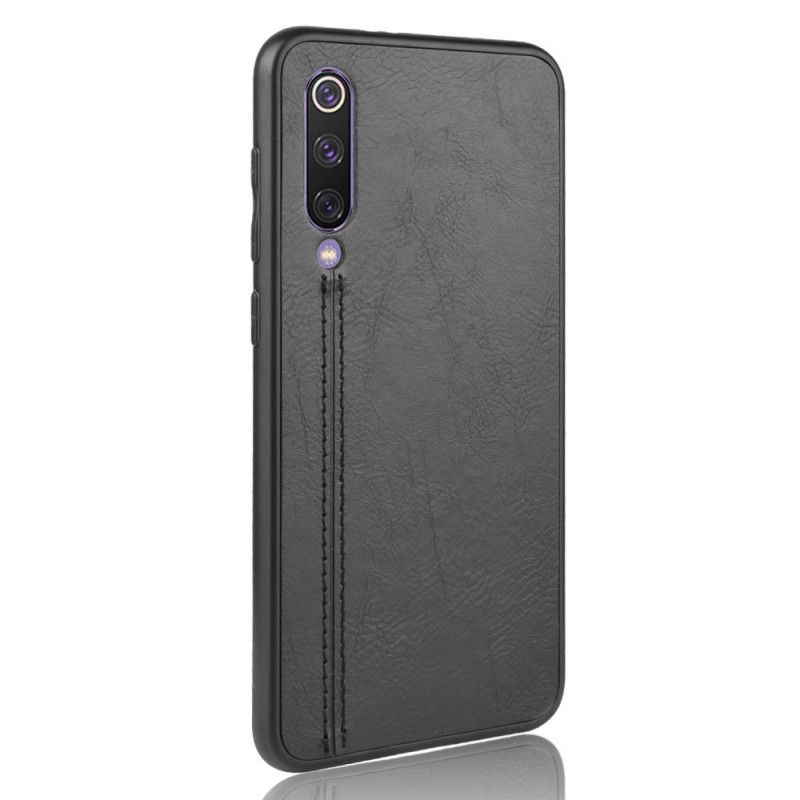 Hoesje voor Xiaomi Mi 9 SE Rood Zwart Gestikt Leereffect