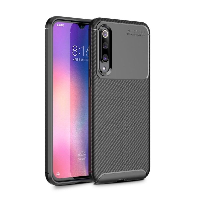 Hoesje Xiaomi Mi 9 SE Bruin Donkerblauw Flexibele Koolstofvezeltextuur