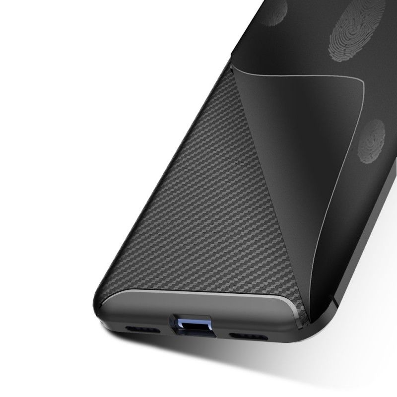 Hoesje Xiaomi Mi 9 SE Bruin Donkerblauw Flexibele Koolstofvezeltextuur