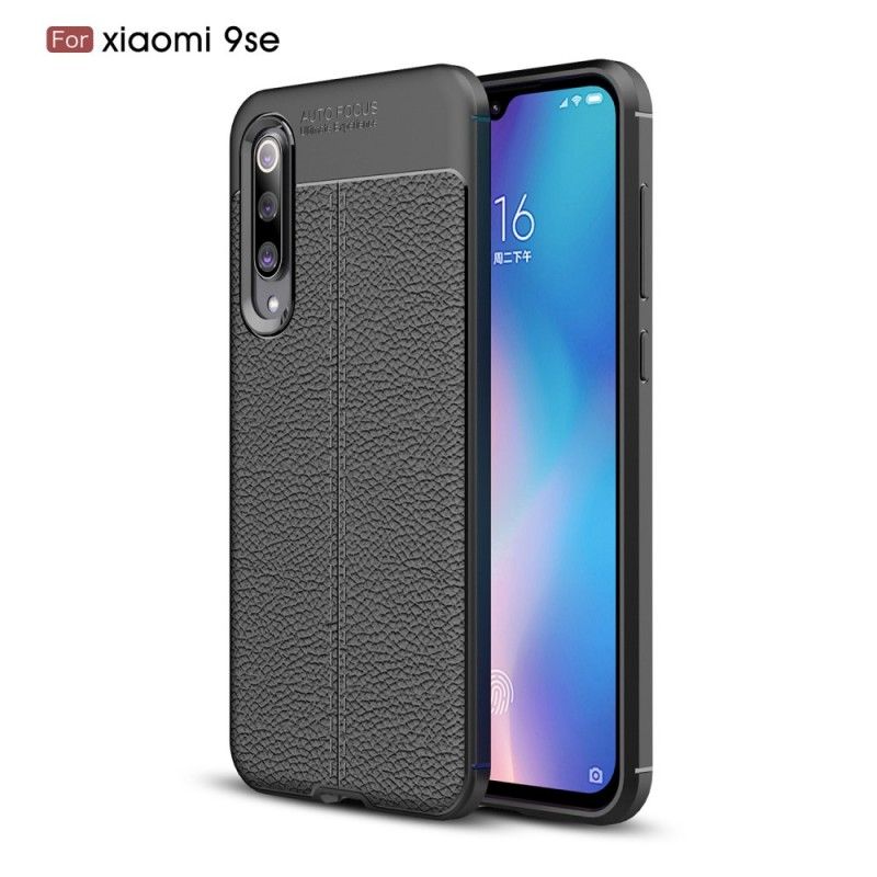 Hoesje Xiaomi Mi 9 SE Rood Zwart Dubbellijns Lychee Leereffect