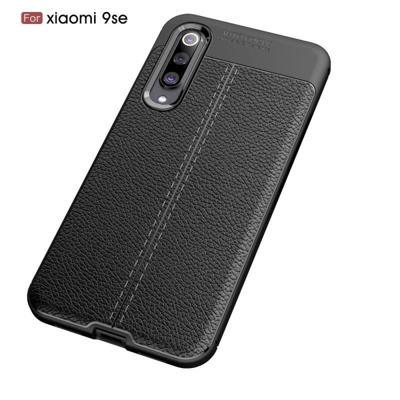 Hoesje Xiaomi Mi 9 SE Rood Zwart Dubbellijns Lychee Leereffect