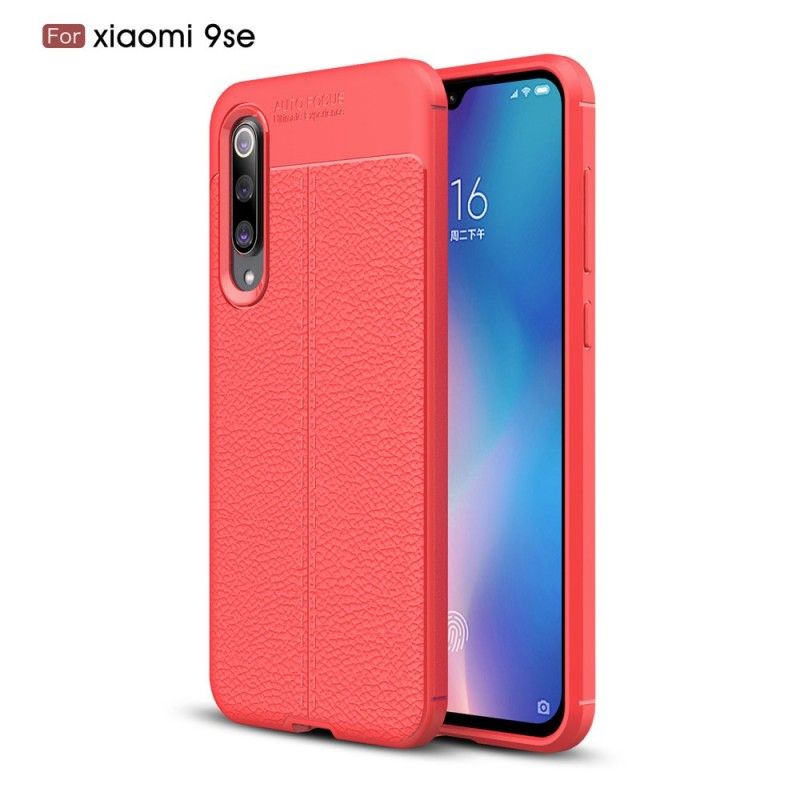 Hoesje Xiaomi Mi 9 SE Rood Zwart Dubbellijns Lychee Leereffect