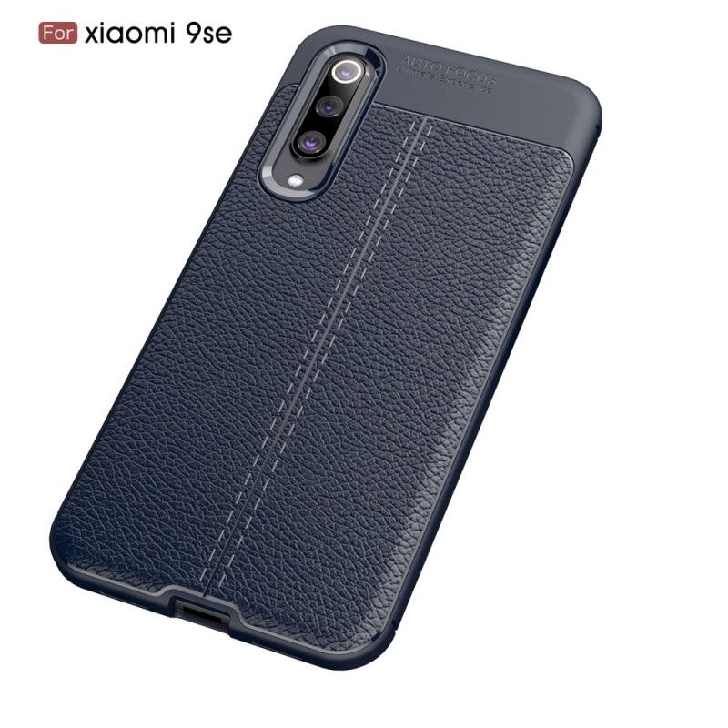 Hoesje Xiaomi Mi 9 SE Rood Zwart Dubbellijns Lychee Leereffect