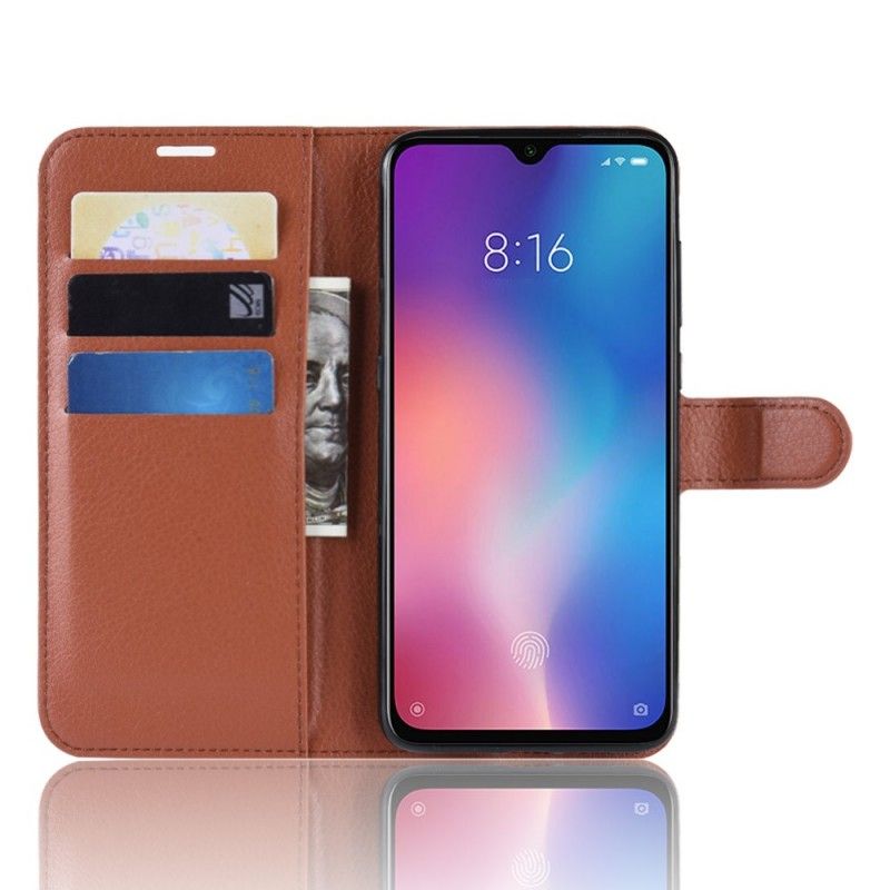 Leren Hoesje voor Xiaomi Mi 9 SE Wit Zwart Retro Lychee