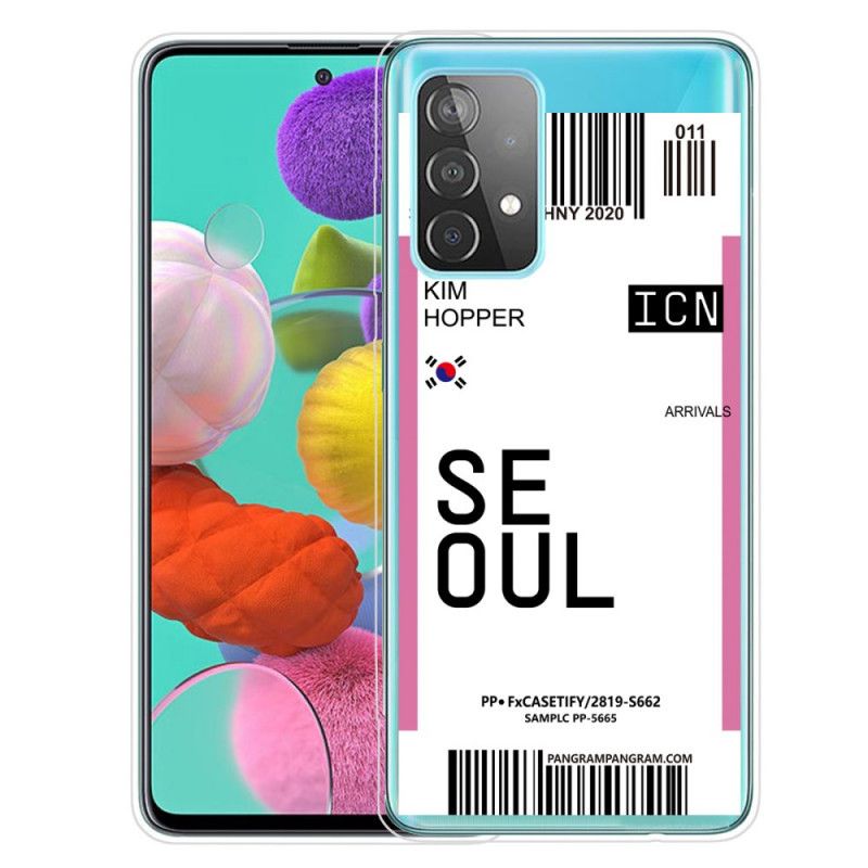 Case Hoesje Samsung Galaxy A32 5G Lichtpaars Roze Telefoonhoesje Instapkaart Naar Seoul