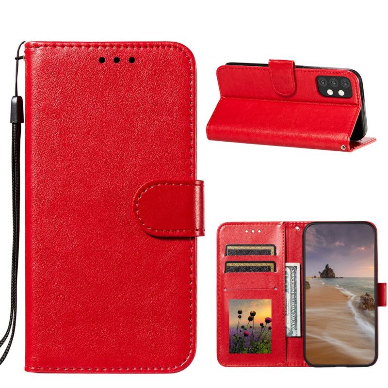 Cover Folio-hoesje Samsung Galaxy A32 5G Rood Zwart Telefoonhoesje Omkeerbare Sluiting In Leerstijl