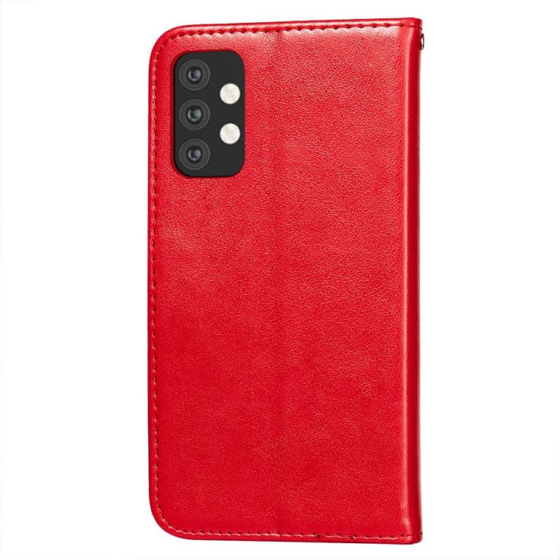 Cover Folio-hoesje Samsung Galaxy A32 5G Rood Zwart Telefoonhoesje Omkeerbare Sluiting In Leerstijl