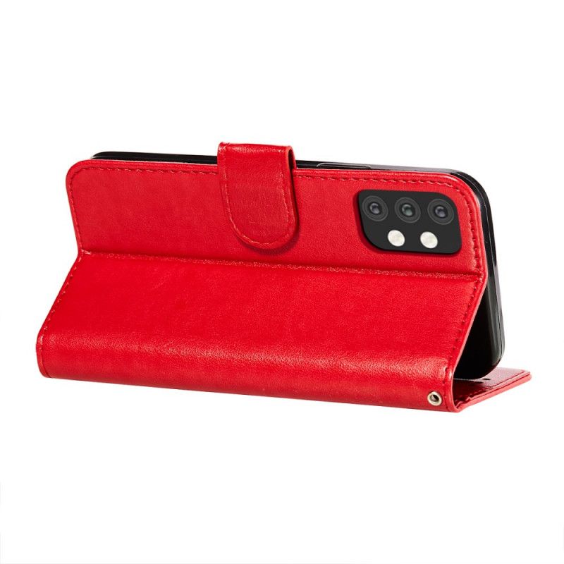 Cover Folio-hoesje Samsung Galaxy A32 5G Rood Zwart Telefoonhoesje Omkeerbare Sluiting In Leerstijl