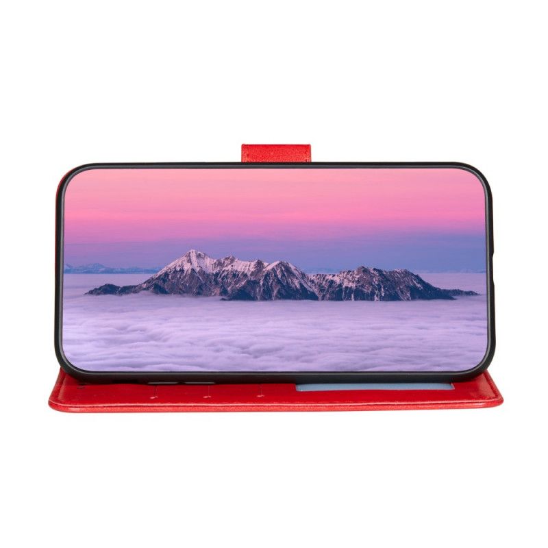 Cover Folio-hoesje Samsung Galaxy A32 5G Rood Zwart Telefoonhoesje Omkeerbare Sluiting In Leerstijl