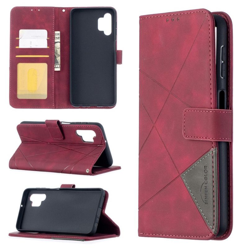 Flip Case Leren Samsung Galaxy A32 5G Grijs Zwart Kunstenaarsstijl