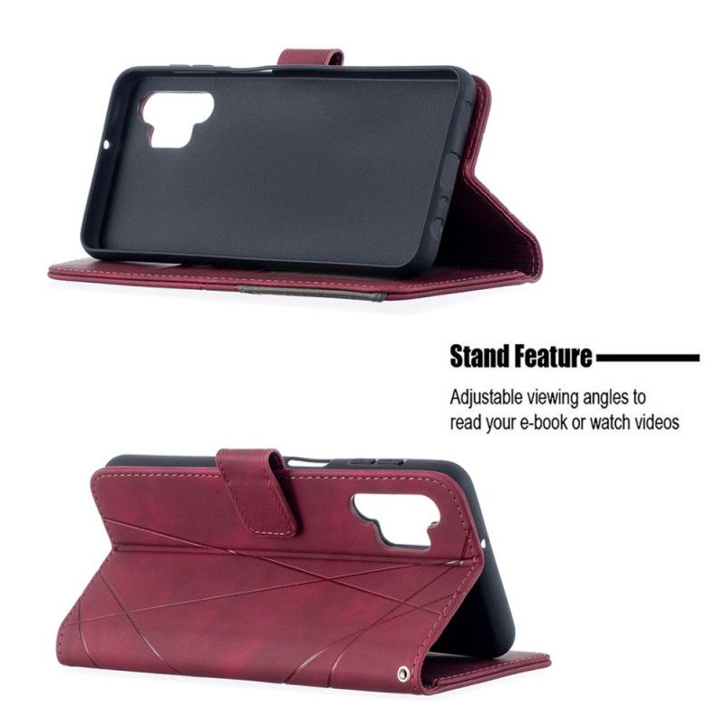 Flip Case Leren Samsung Galaxy A32 5G Grijs Zwart Kunstenaarsstijl