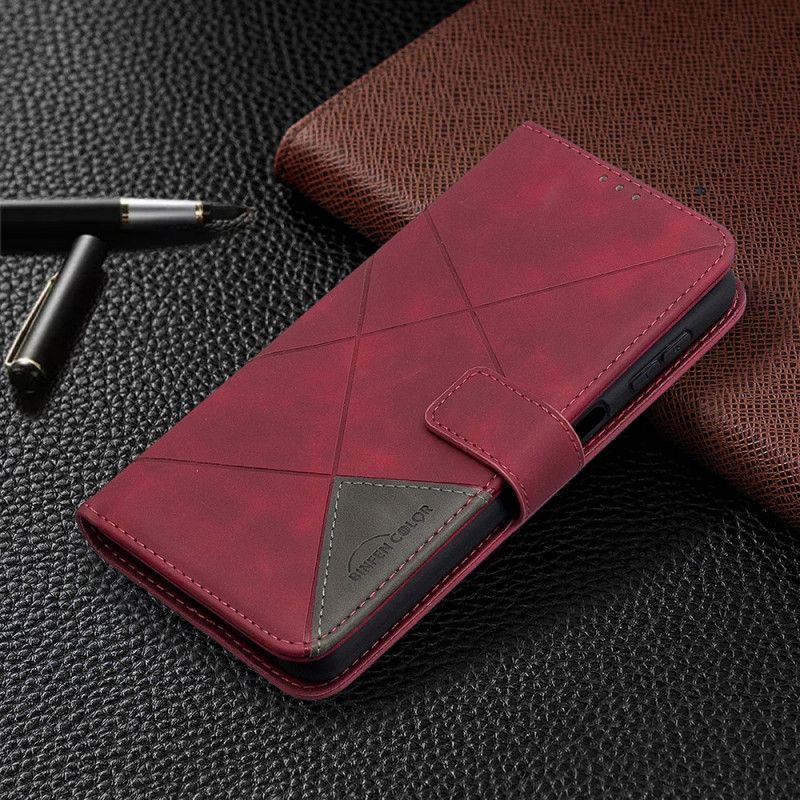 Flip Case Leren Samsung Galaxy A32 5G Grijs Zwart Kunstenaarsstijl