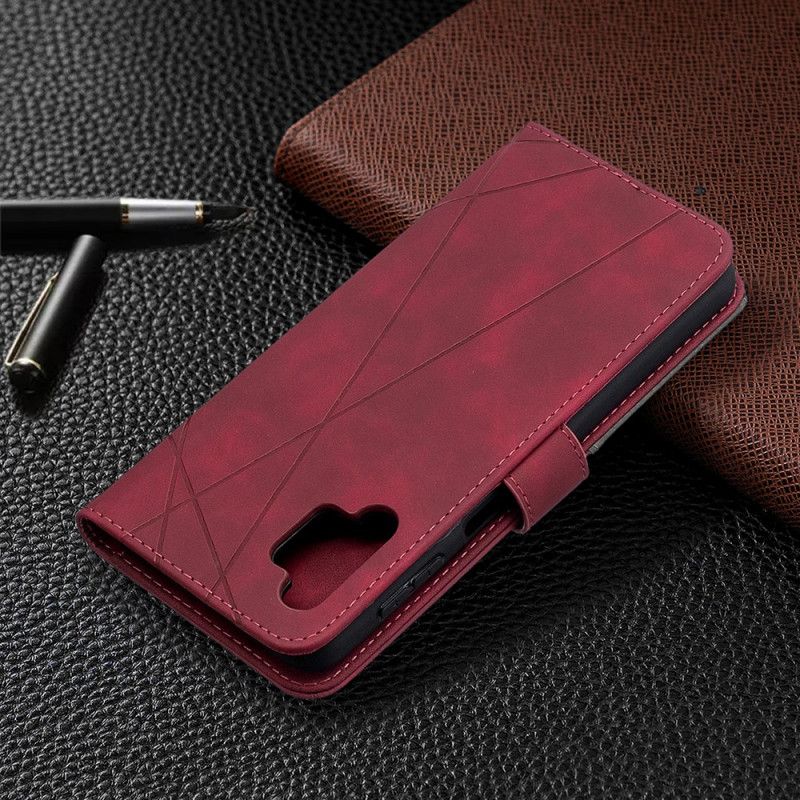 Flip Case Leren Samsung Galaxy A32 5G Grijs Zwart Kunstenaarsstijl