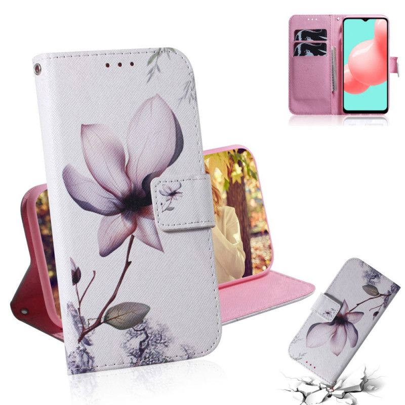 Flip Case Leren Samsung Galaxy A32 5G Oud Roze Bloem