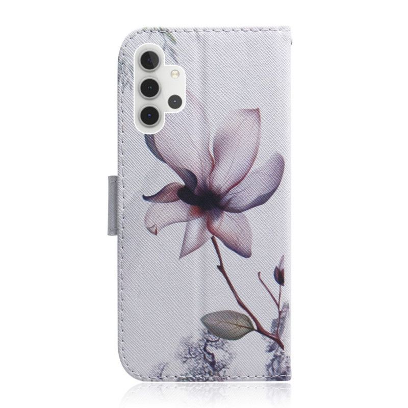 Flip Case Leren Samsung Galaxy A32 5G Oud Roze Bloem