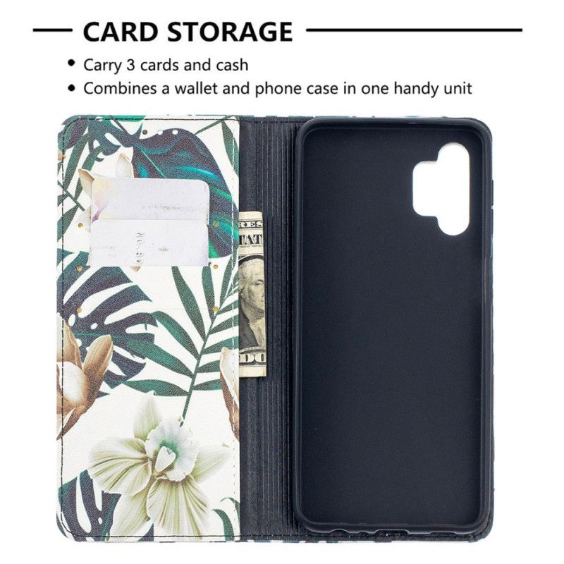Folio-hoesje Samsung Galaxy A32 5G Donkerblauw Groen Bladeren