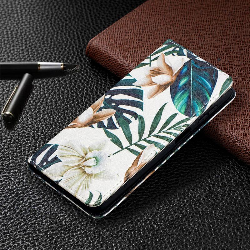 Folio-hoesje Samsung Galaxy A32 5G Donkerblauw Groen Bladeren