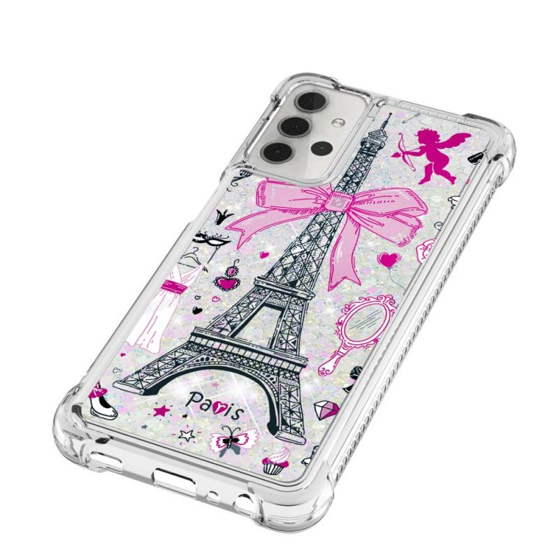 Hoesje Samsung Galaxy A32 5G Telefoonhoesje De Eiffeltoren Glitter
