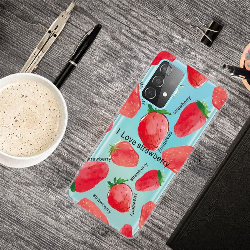 Hoesje voor Samsung Galaxy A32 5G Aardbeien / Ik Hou Van Aardbei