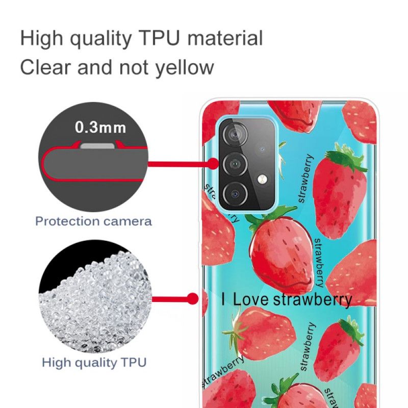 Hoesje voor Samsung Galaxy A32 5G Aardbeien / Ik Hou Van Aardbei