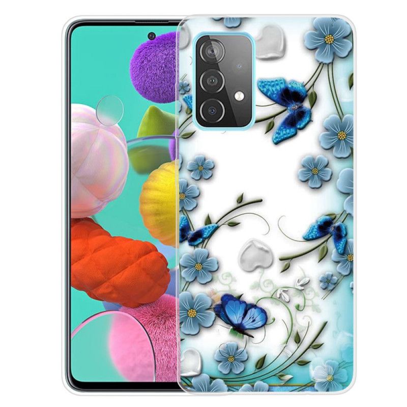 Hoesje voor Samsung Galaxy A32 5G Retro Vlinders En Bloemen