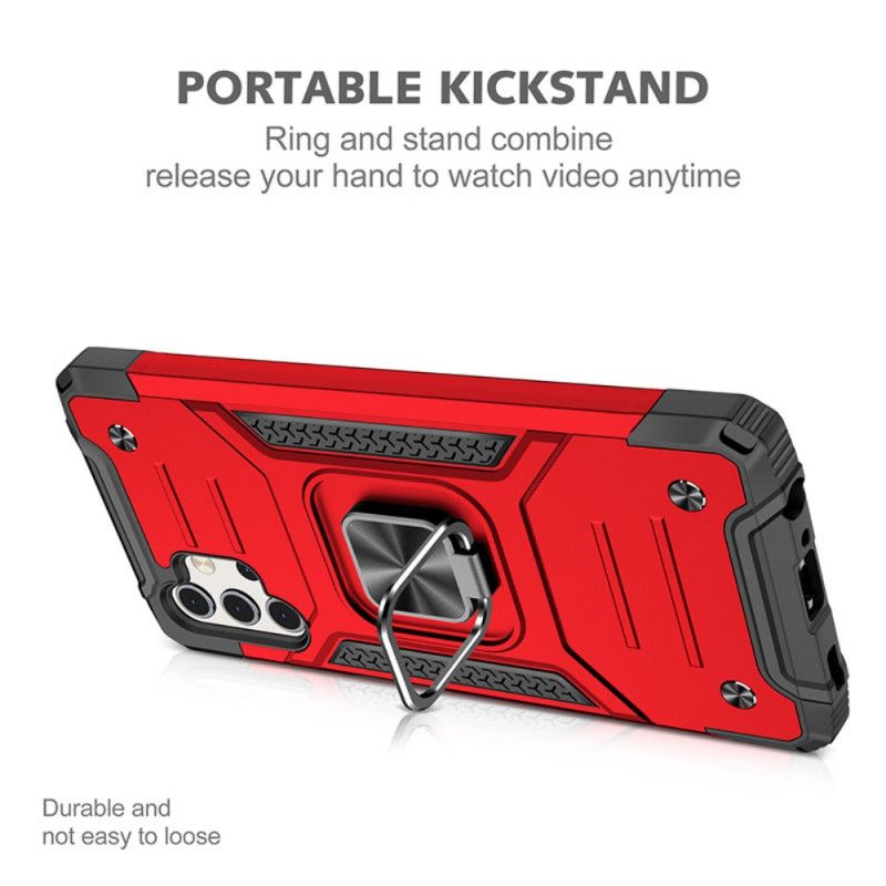Hoesje voor Samsung Galaxy A32 5G Rood Zwart Afneembare Ringhouder