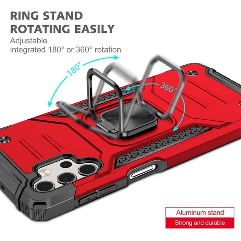Hoesje voor Samsung Galaxy A32 5G Rood Zwart Afneembare Ringhouder