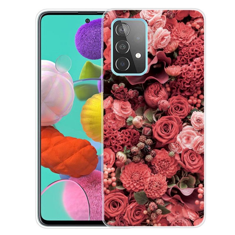 Hoesje voor Samsung Galaxy A32 5G Roze Rood Intense Bloemen