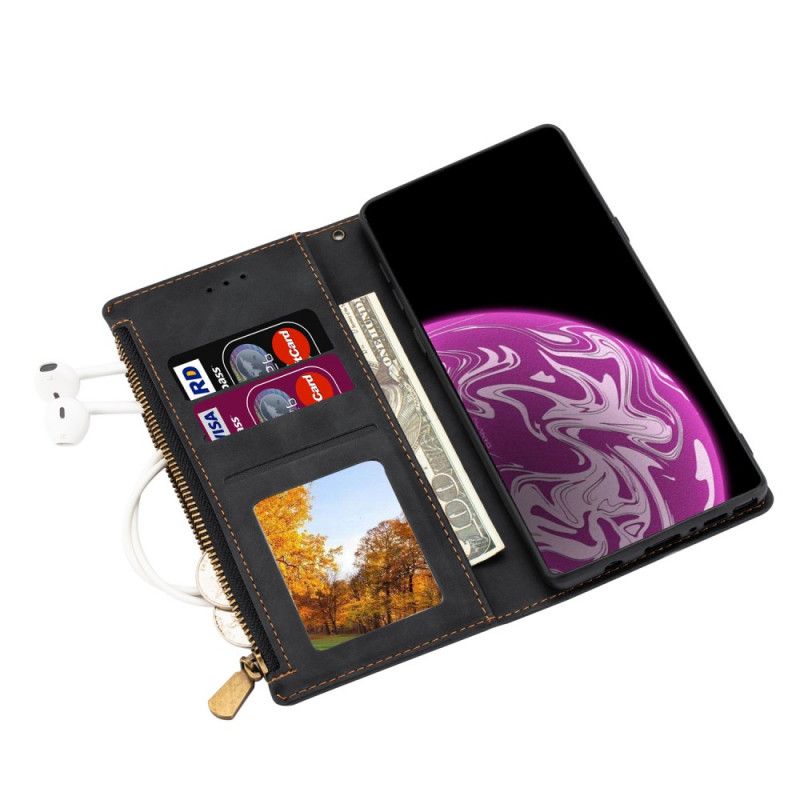 Leren Hoesje Samsung Galaxy A32 5G Donkerblauw Zwart Telefoonhoesje Multifunctioneel Ontwerp
